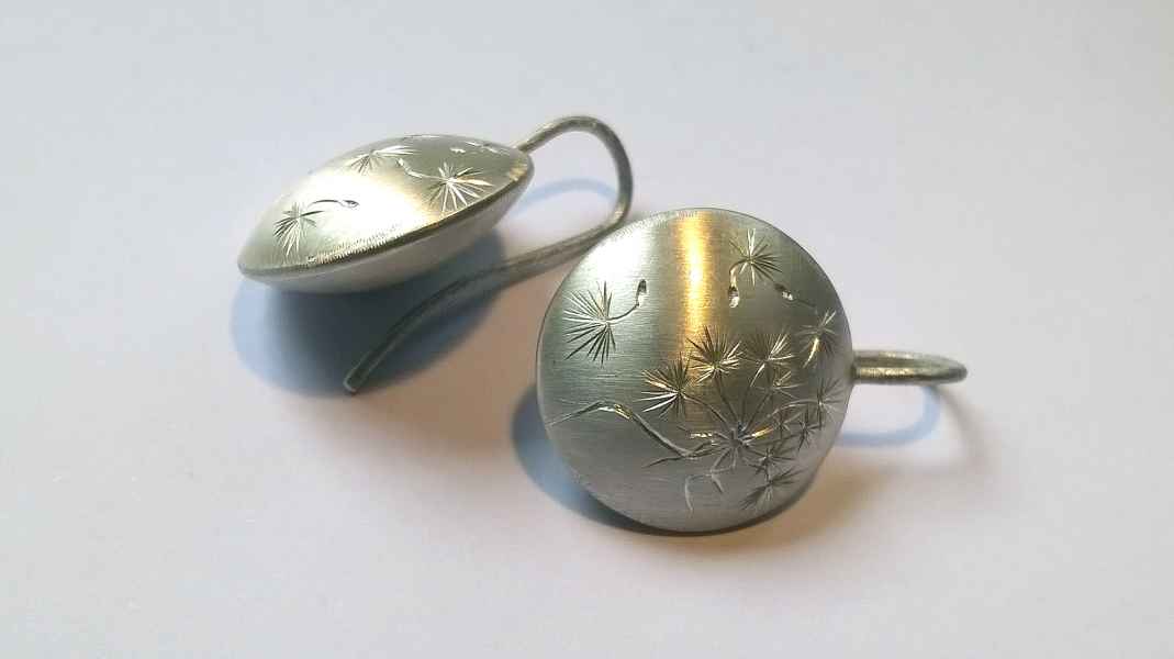 Pusteblumen, handgraviert, 925 Silber